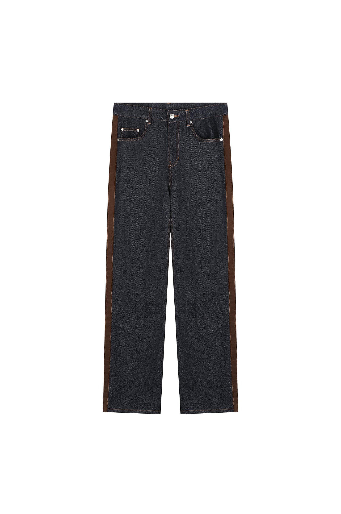 Straight Color Combination Denim Pants