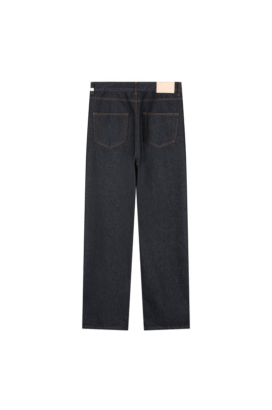 Straight Color Combination Denim Pants