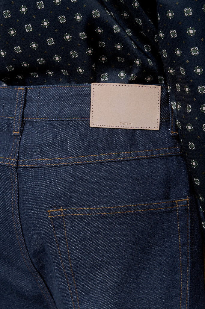 Straight Color Combination Denim Pants