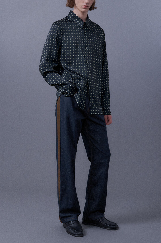 Straight Color Combination Denim Pants