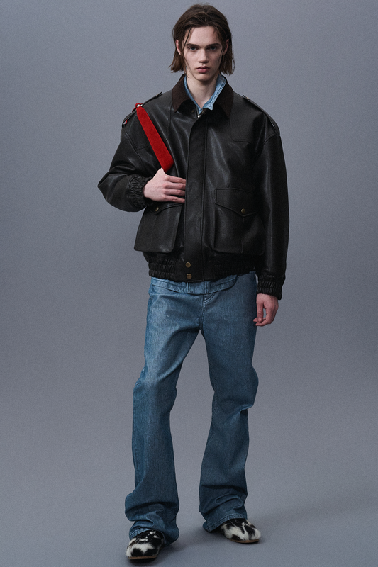 Flocked Flare Denim Pants