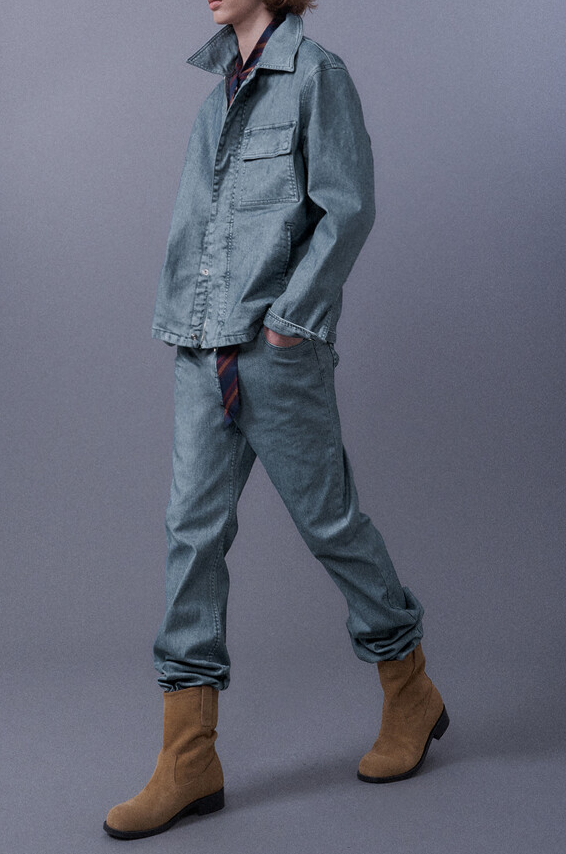 Flocked Flare Denim Pants
