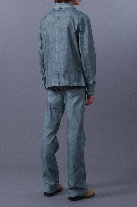 Flocked Flare Denim Pants