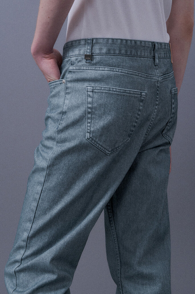 Flocked Flare Denim Pants