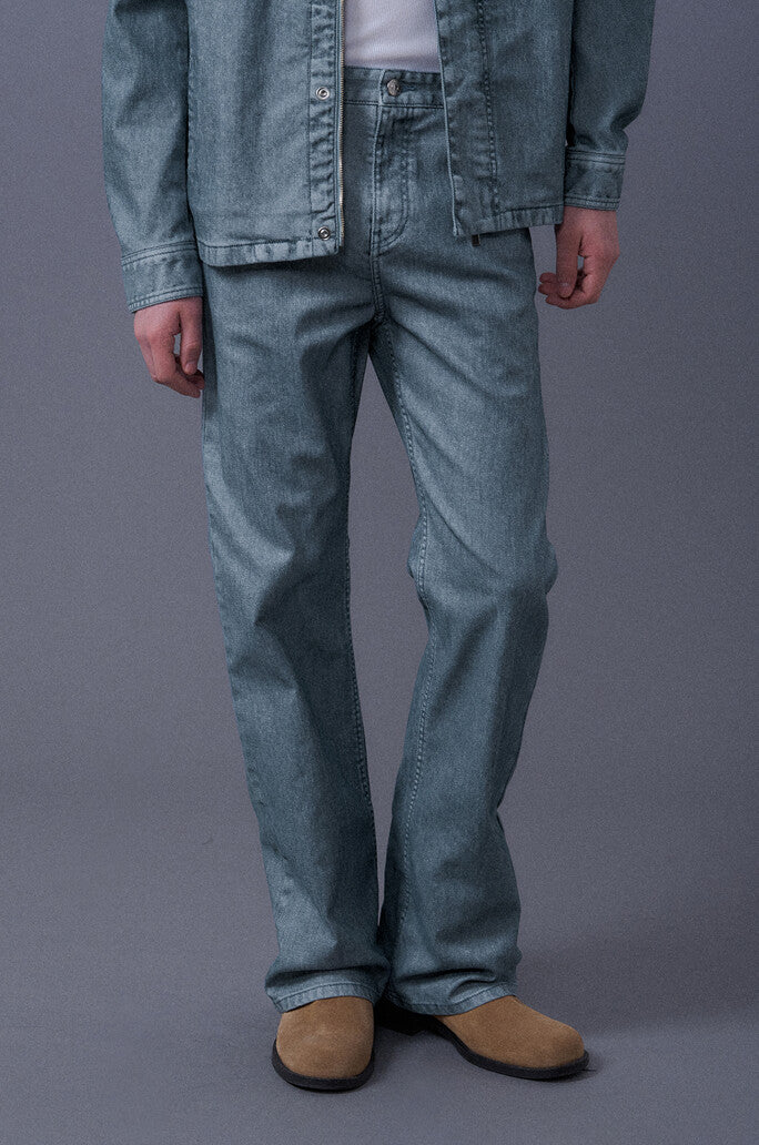 Flocked Flare Denim Pants