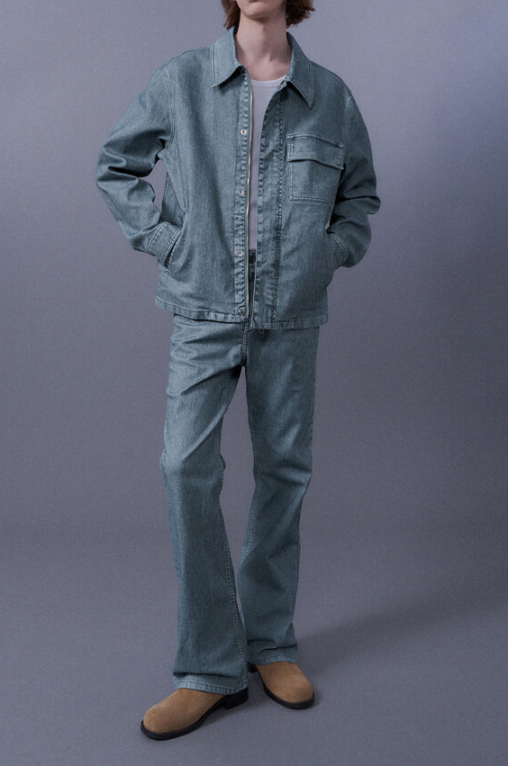 Flocked Flare Denim Pants