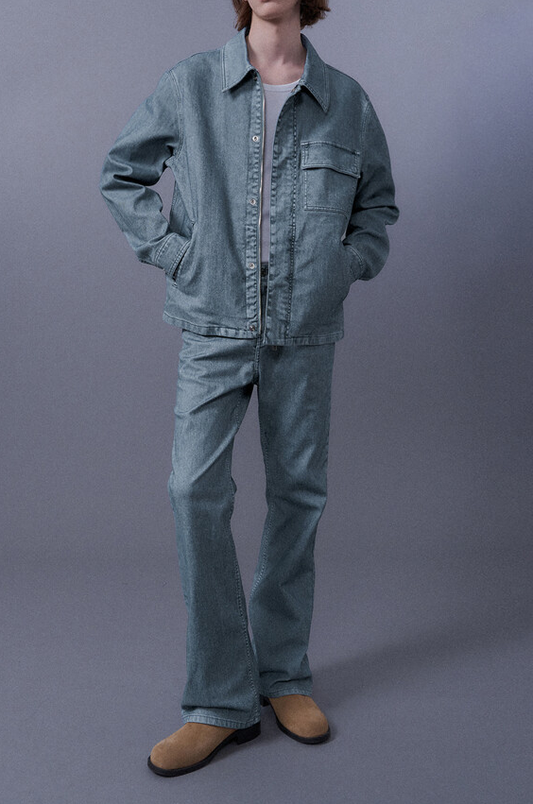 Flocked Flare Denim Pants