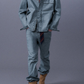 Flocked Flare Denim Pants