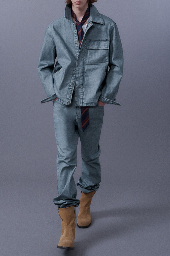 Flocked Flare Denim Pants
