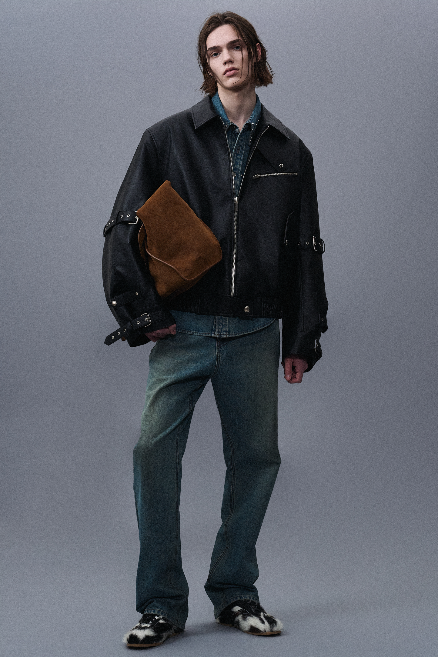 Washed Straight Denim Pants