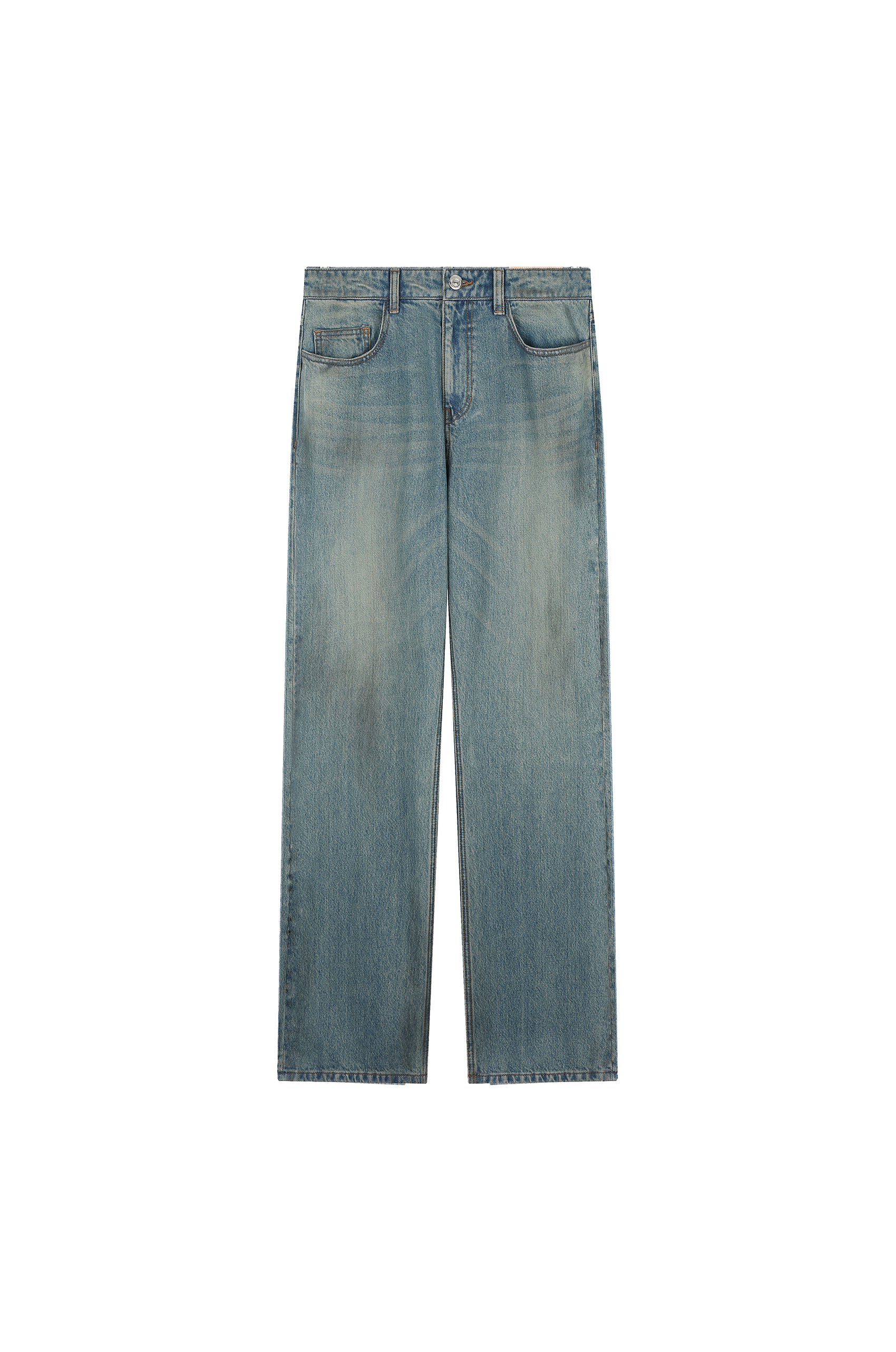 Washed Straight Denim Pants
