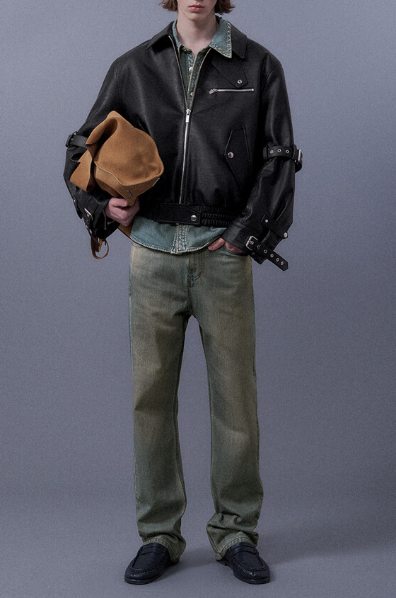 Washed Straight Denim Pants
