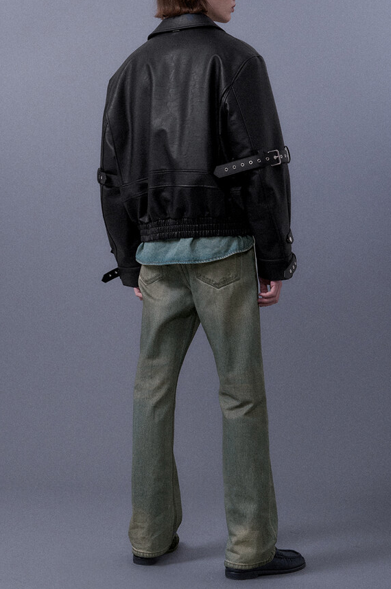 Washed Straight Denim Pants