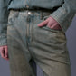 Washed Straight Denim Pants