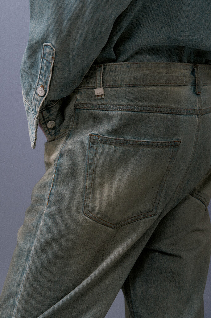Washed Straight Denim Pants
