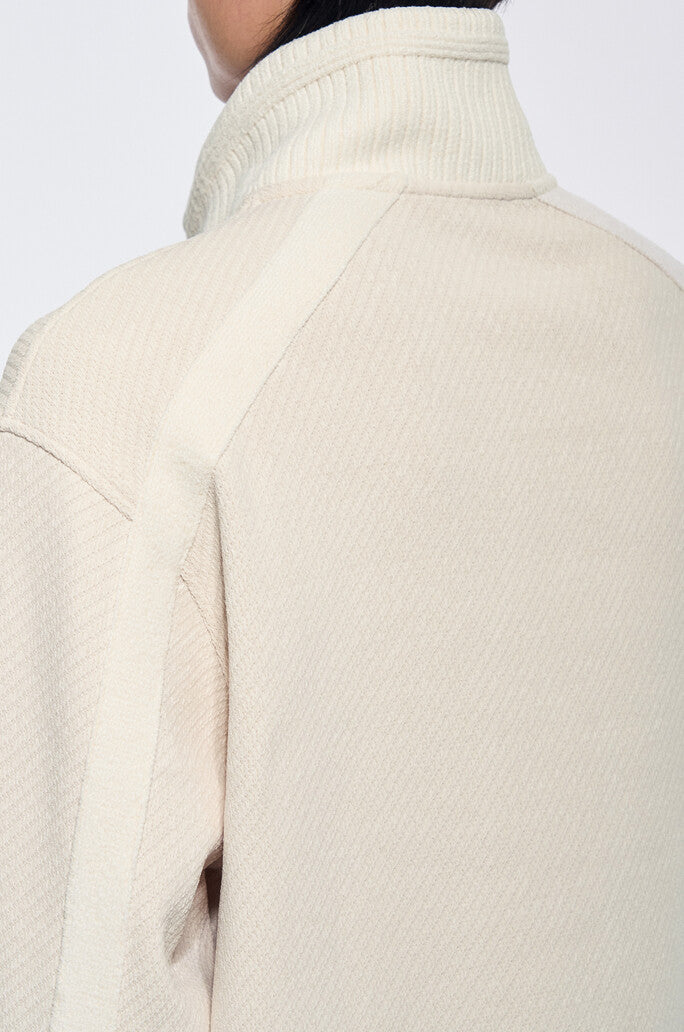 Knit Collar Half Zip Jersey Top