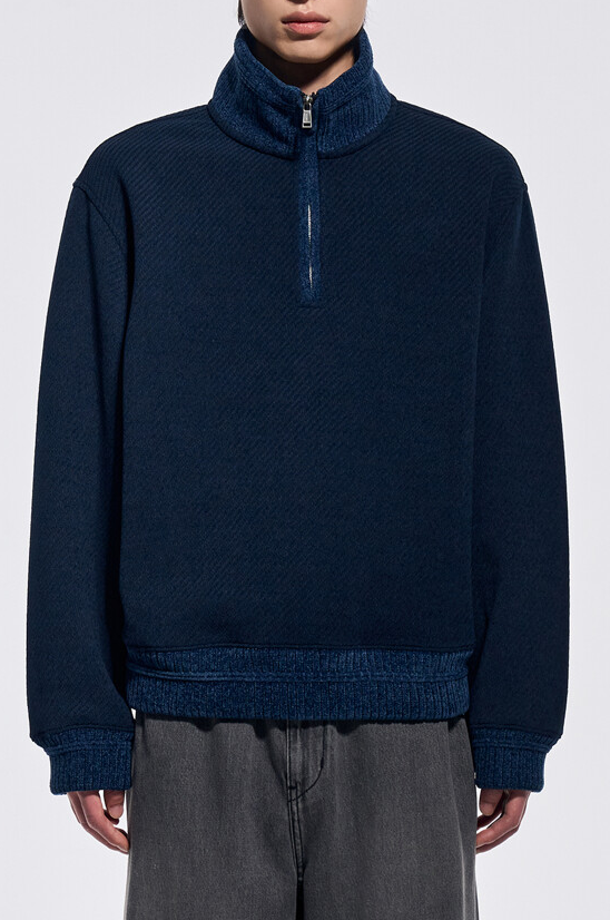 Knit Collar Half Zip Jersey Top