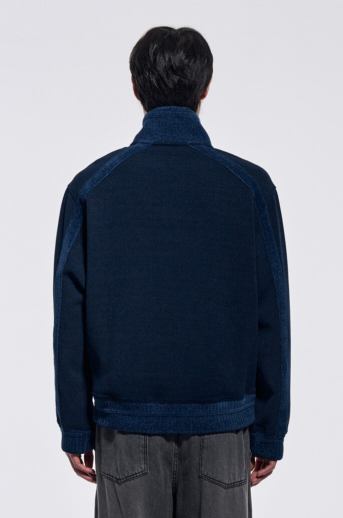 Knit Collar Half Zip Jersey Top