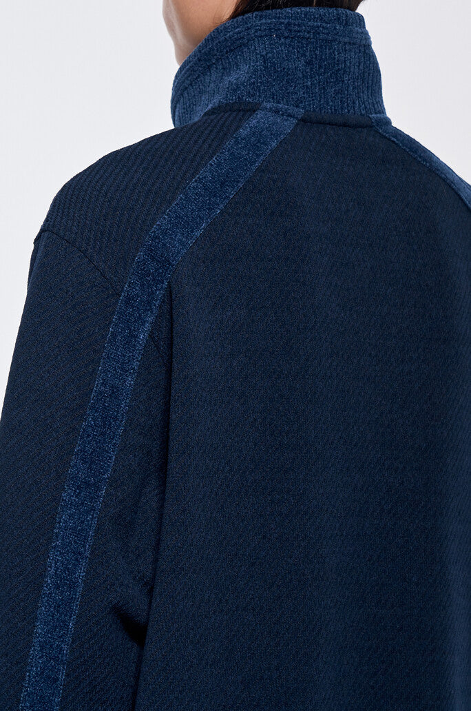 Knit Collar Half Zip Jersey Top