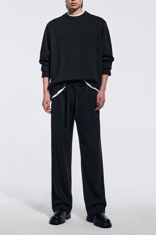 Wool Jersey Wide-Leg Track Pants