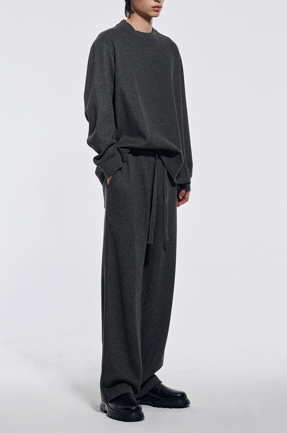 Wool Jersey Wide-Leg Track Pants