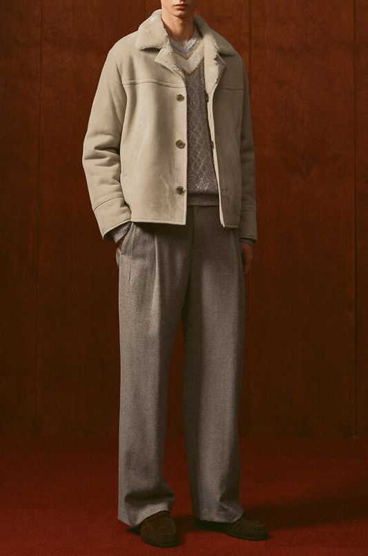 Wool Two-Tuck Wide Pants