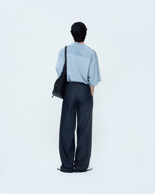 Denim-Effect Pants With Drawstring Waist