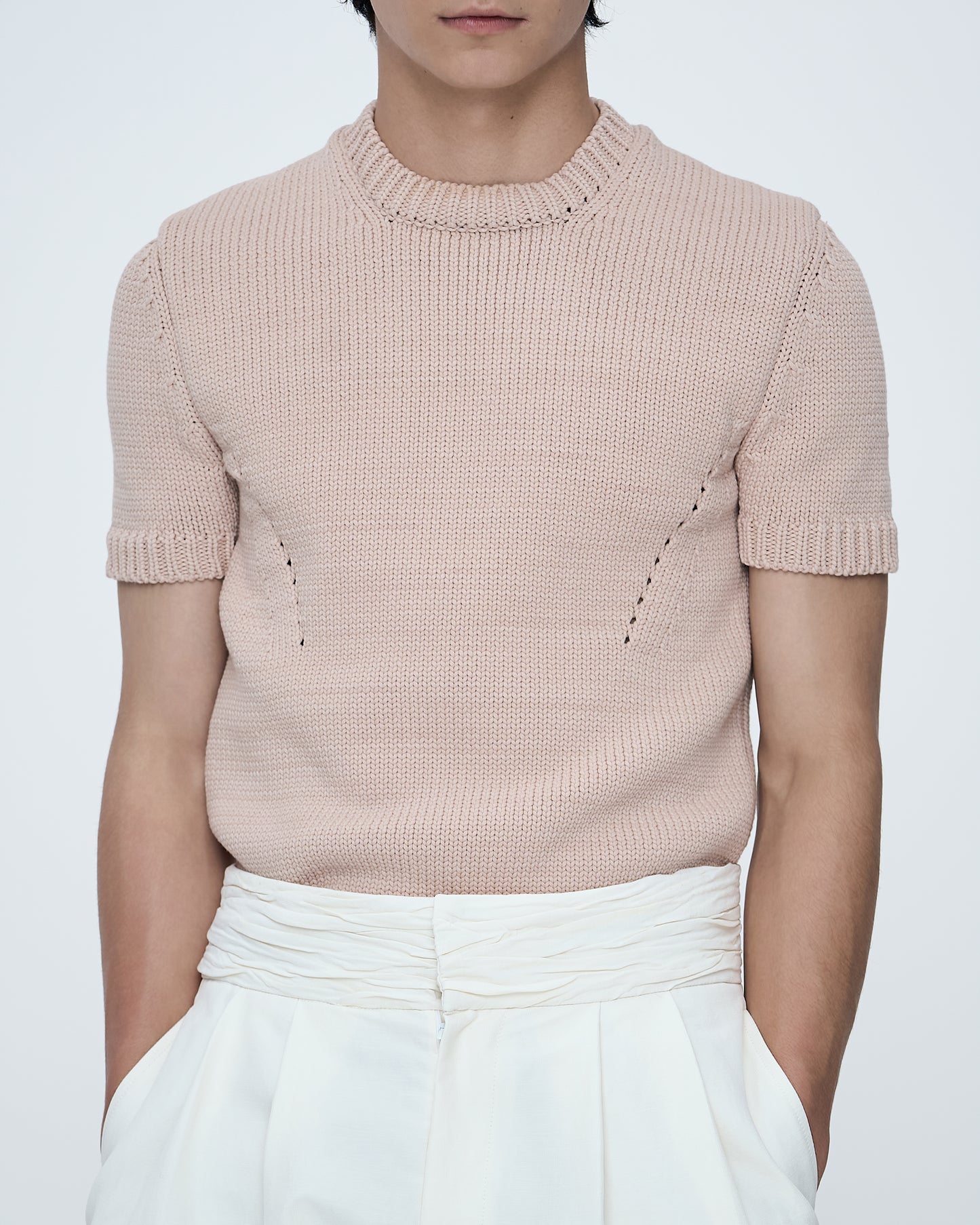 Round Short Sleeves Knit Top