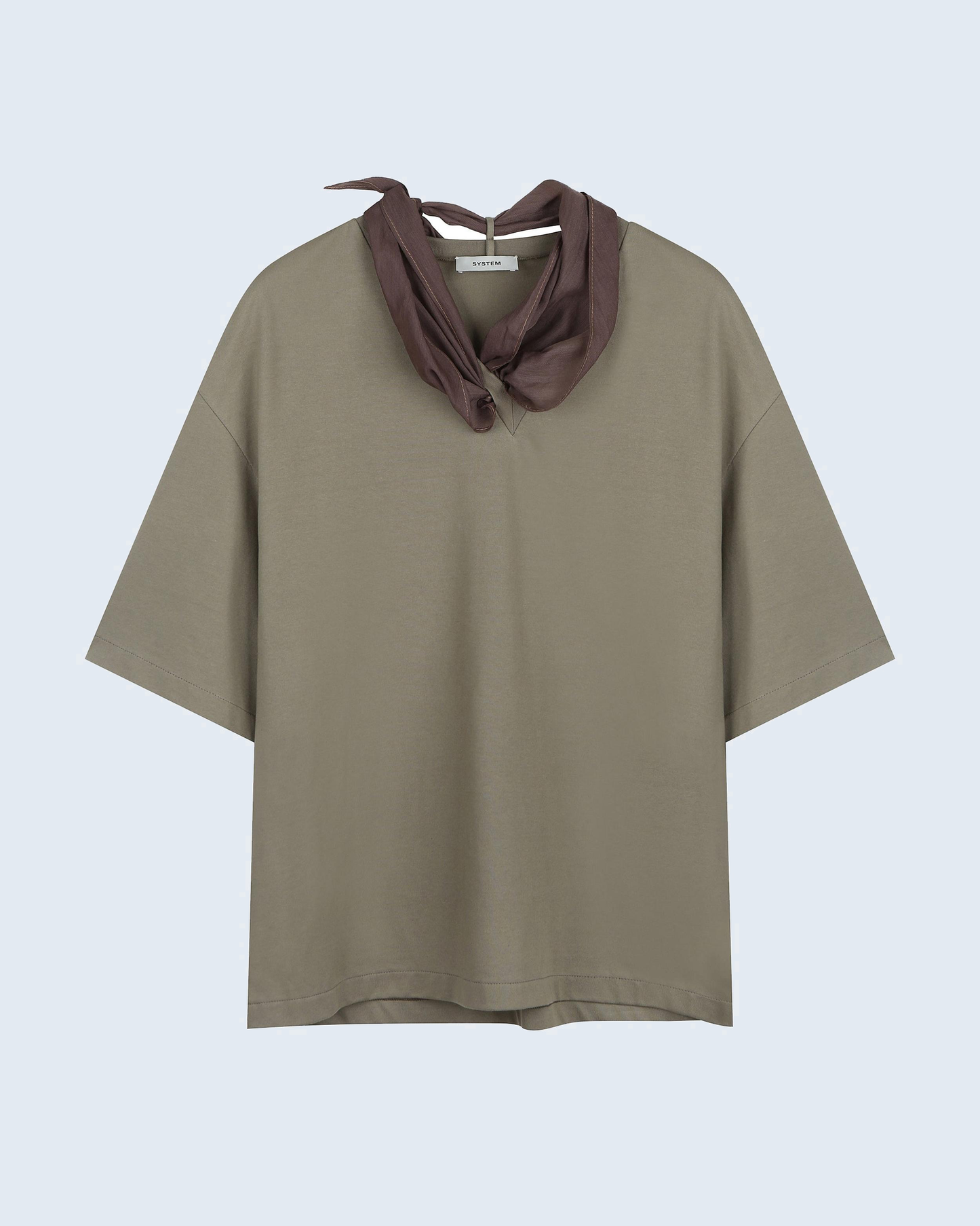 V-Neck T-Shirt With Detachable Scarf
