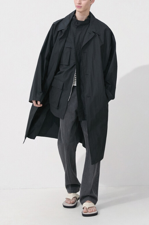 Layered Cotton-Knit Coat