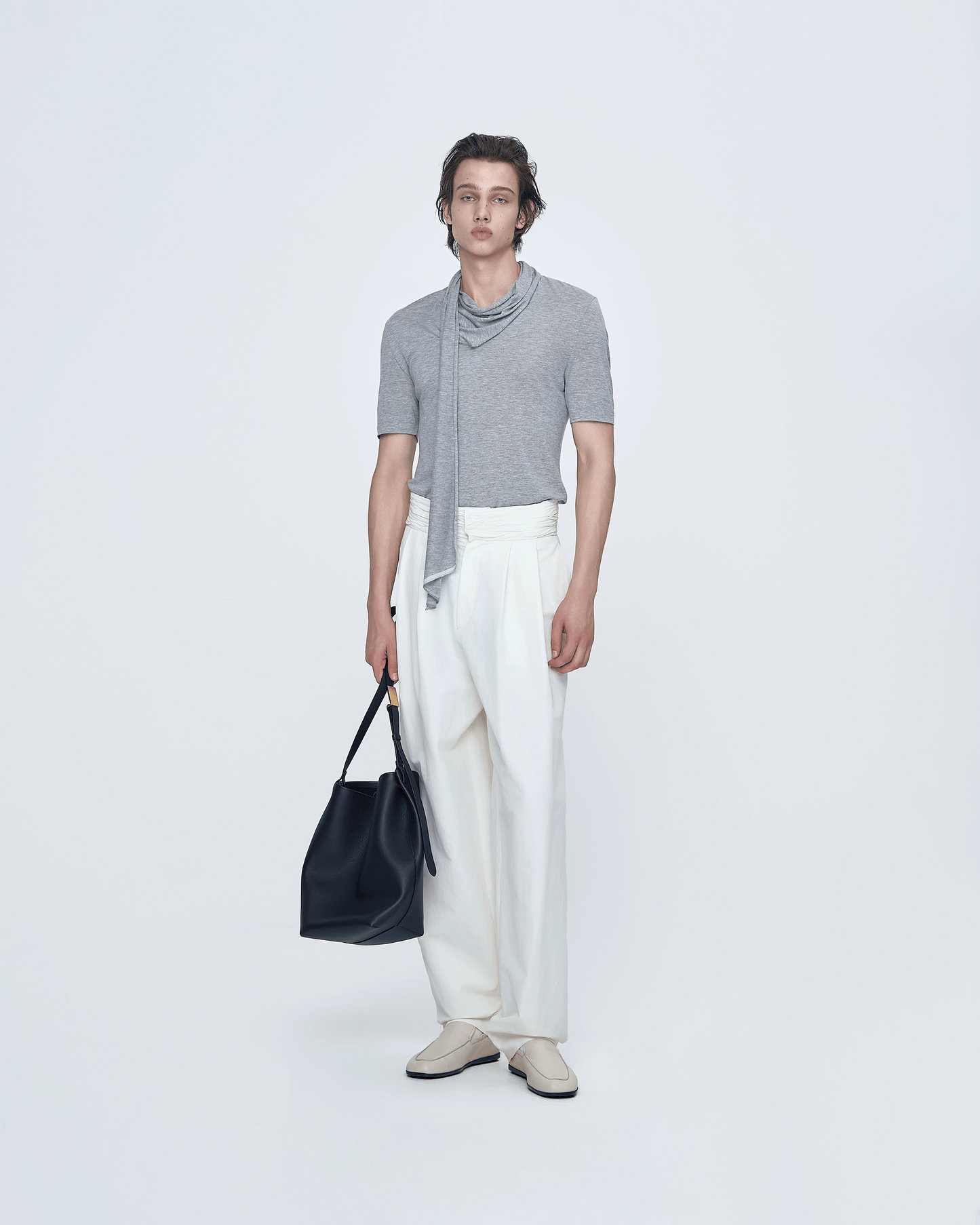 Ruched Waist Tuck Pants