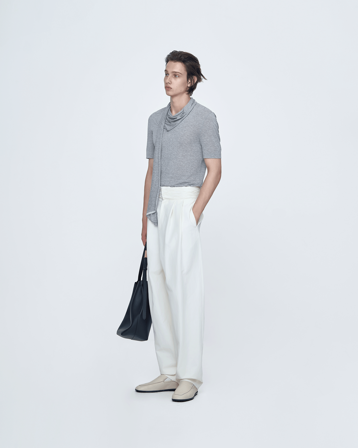 Ruched Waist Tuck Pants