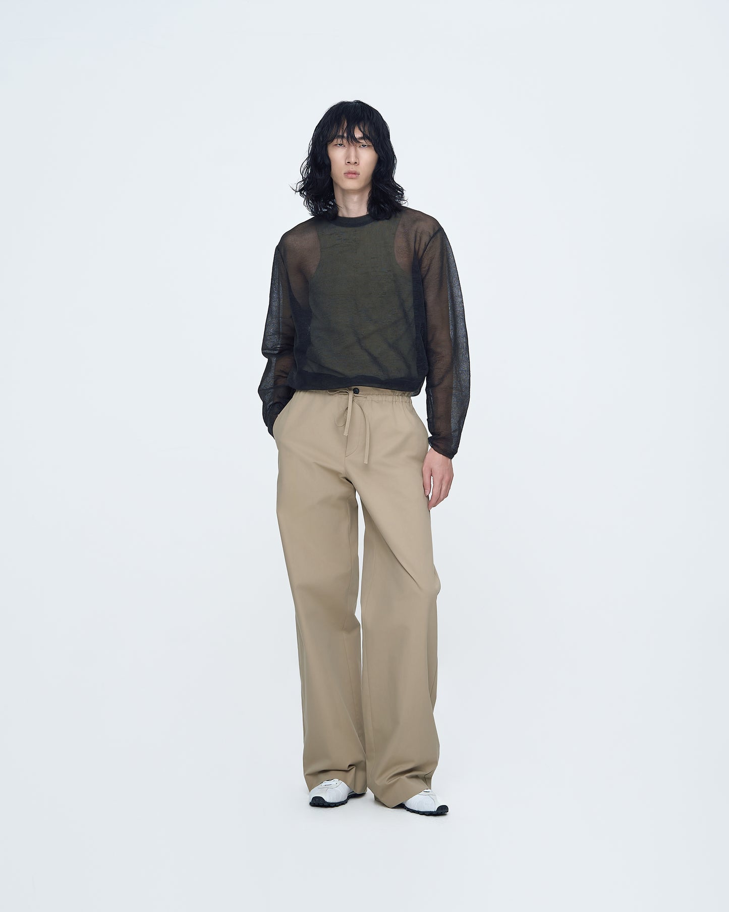 Cotton Pants With Waist Tie