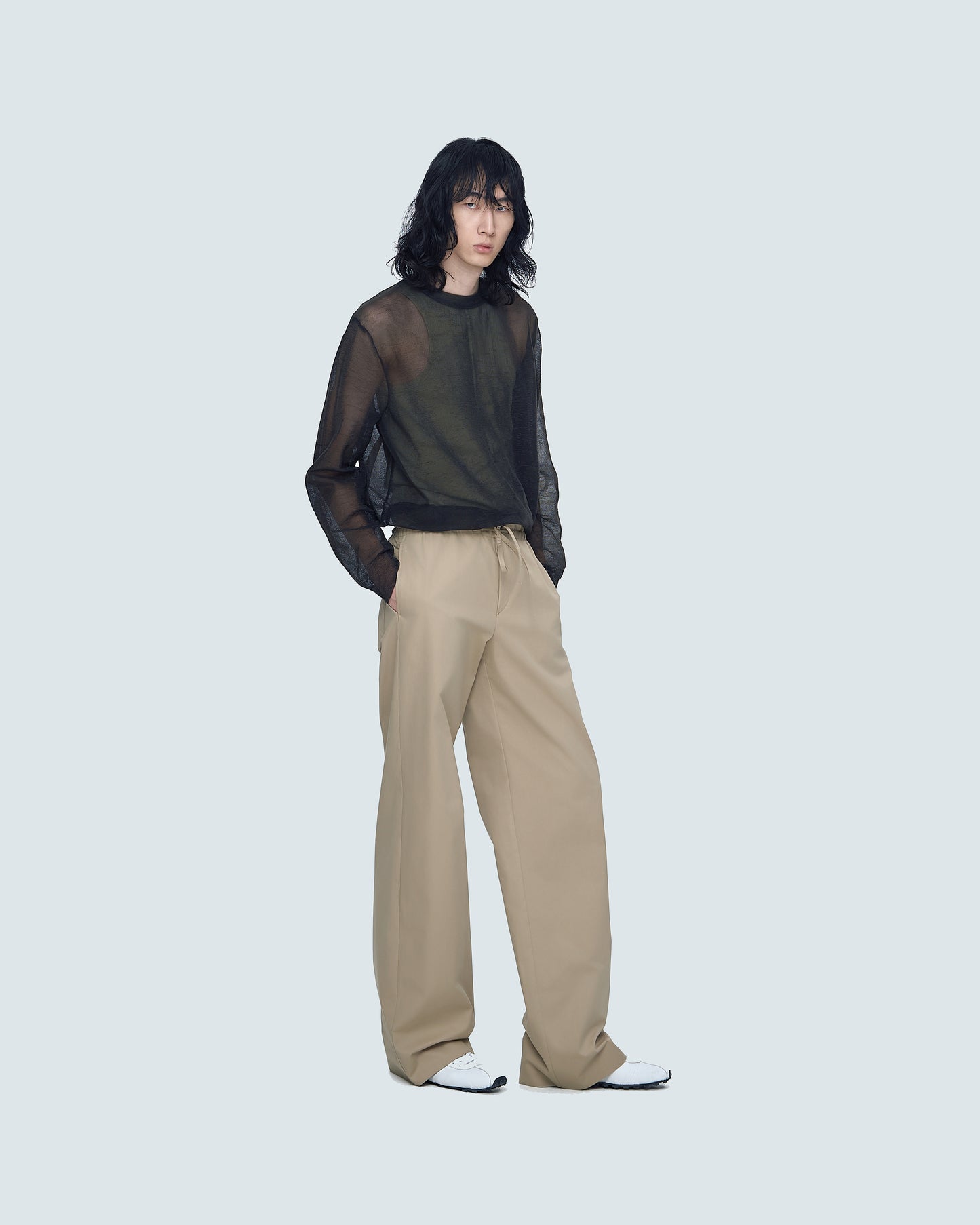 Cotton Pants With Waist Tie