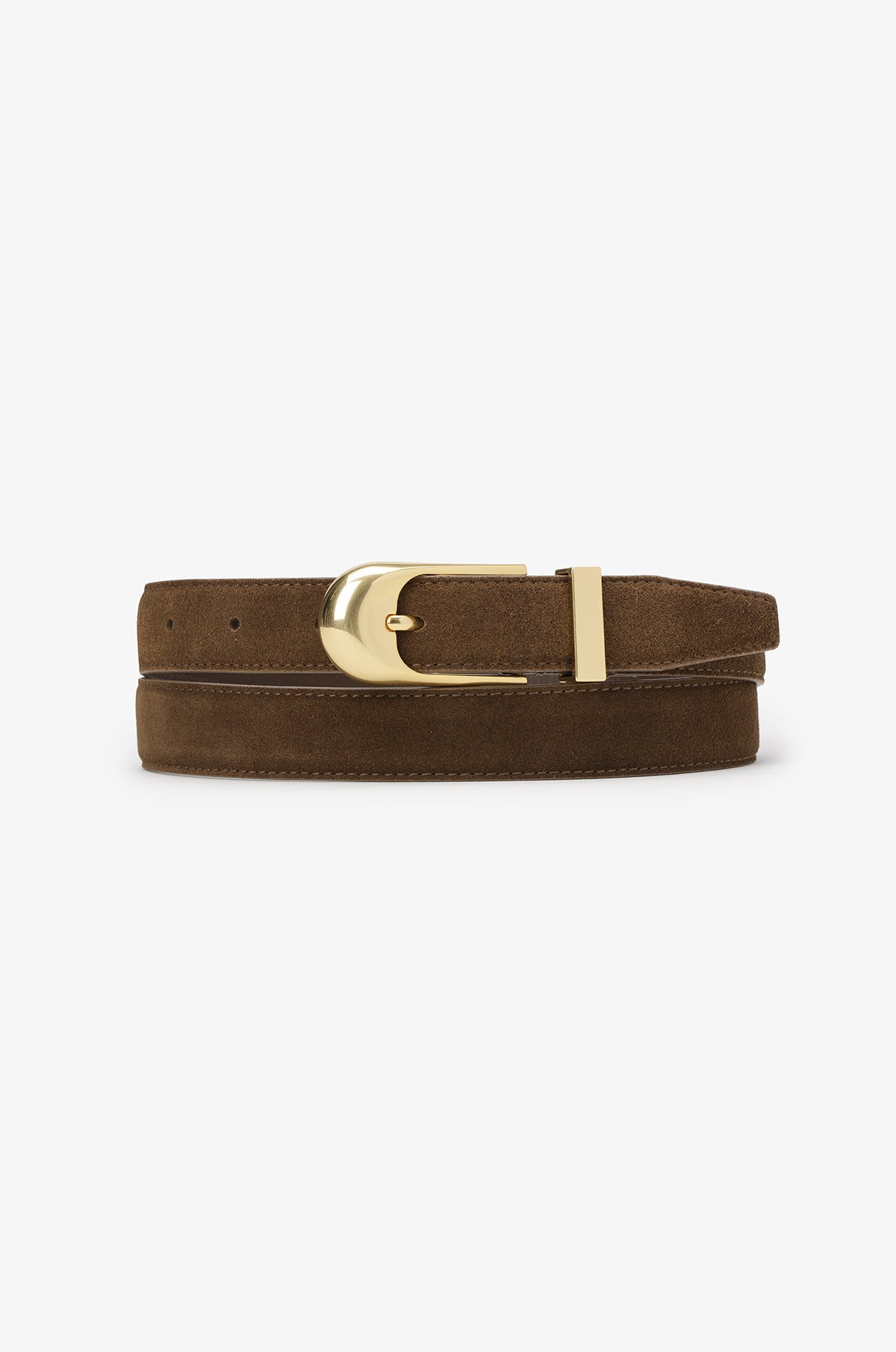 Curved Buckle Leather Belt