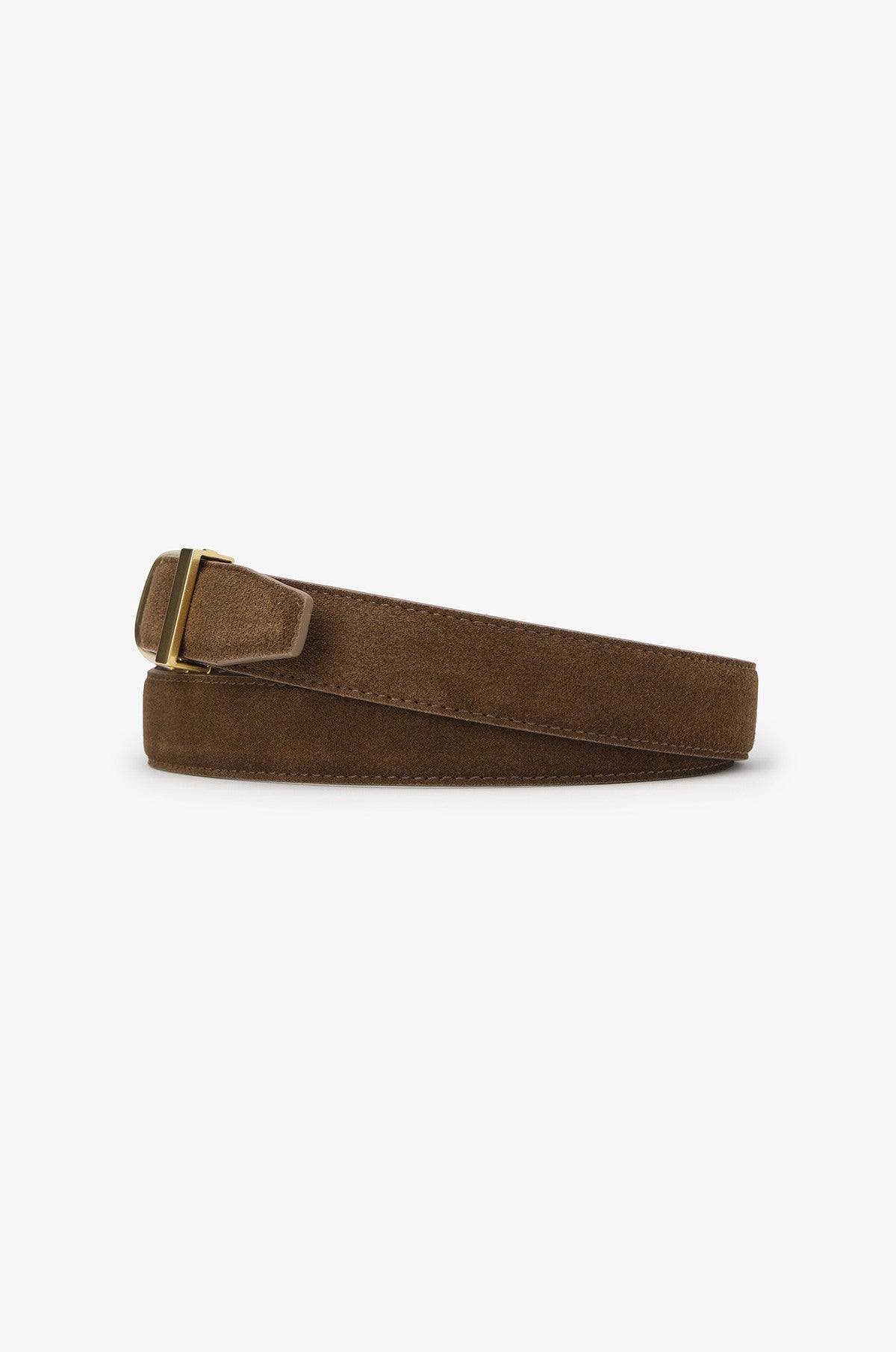 Curved Buckle Leather Belt