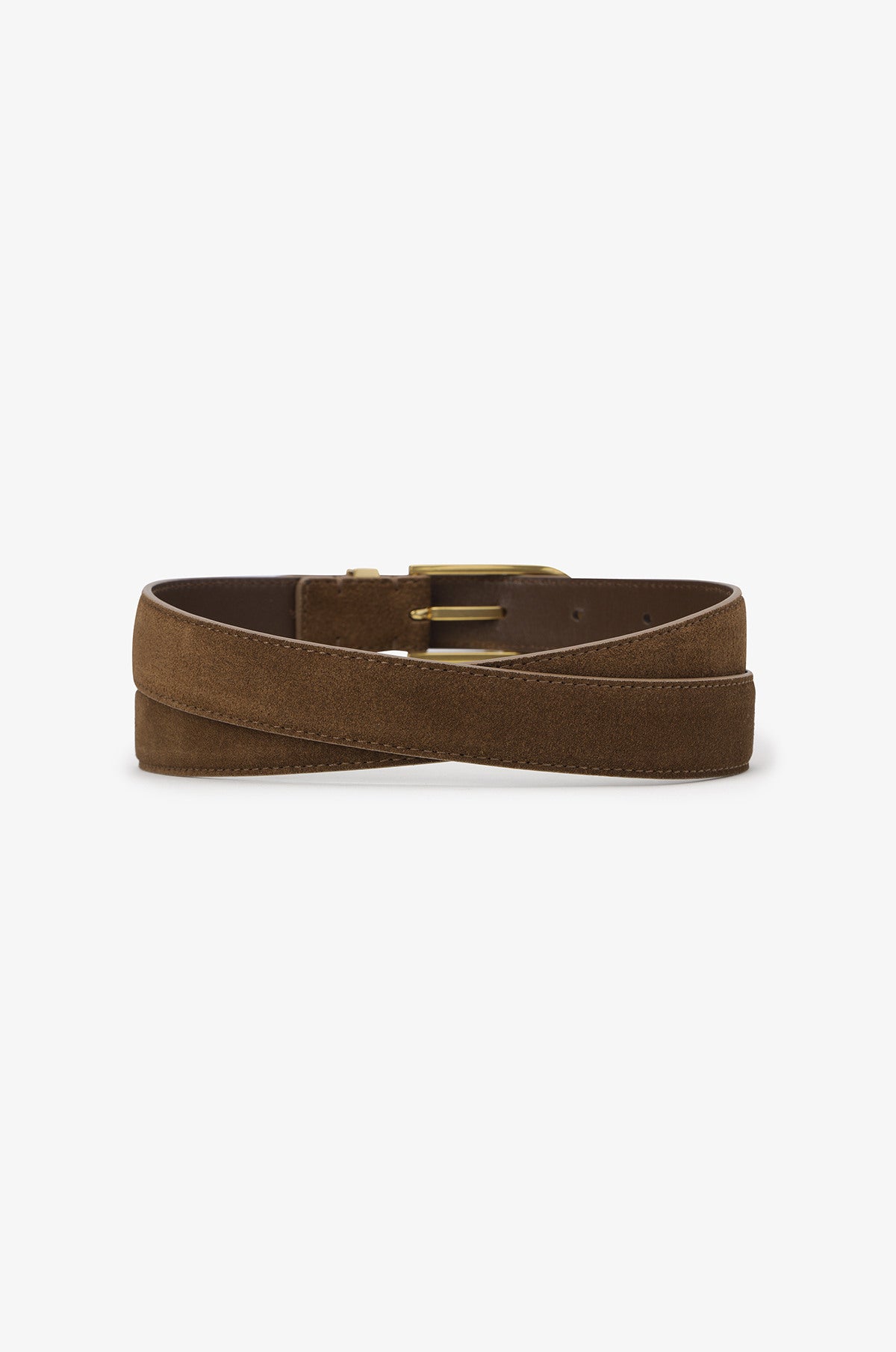 Curved Buckle Leather Belt