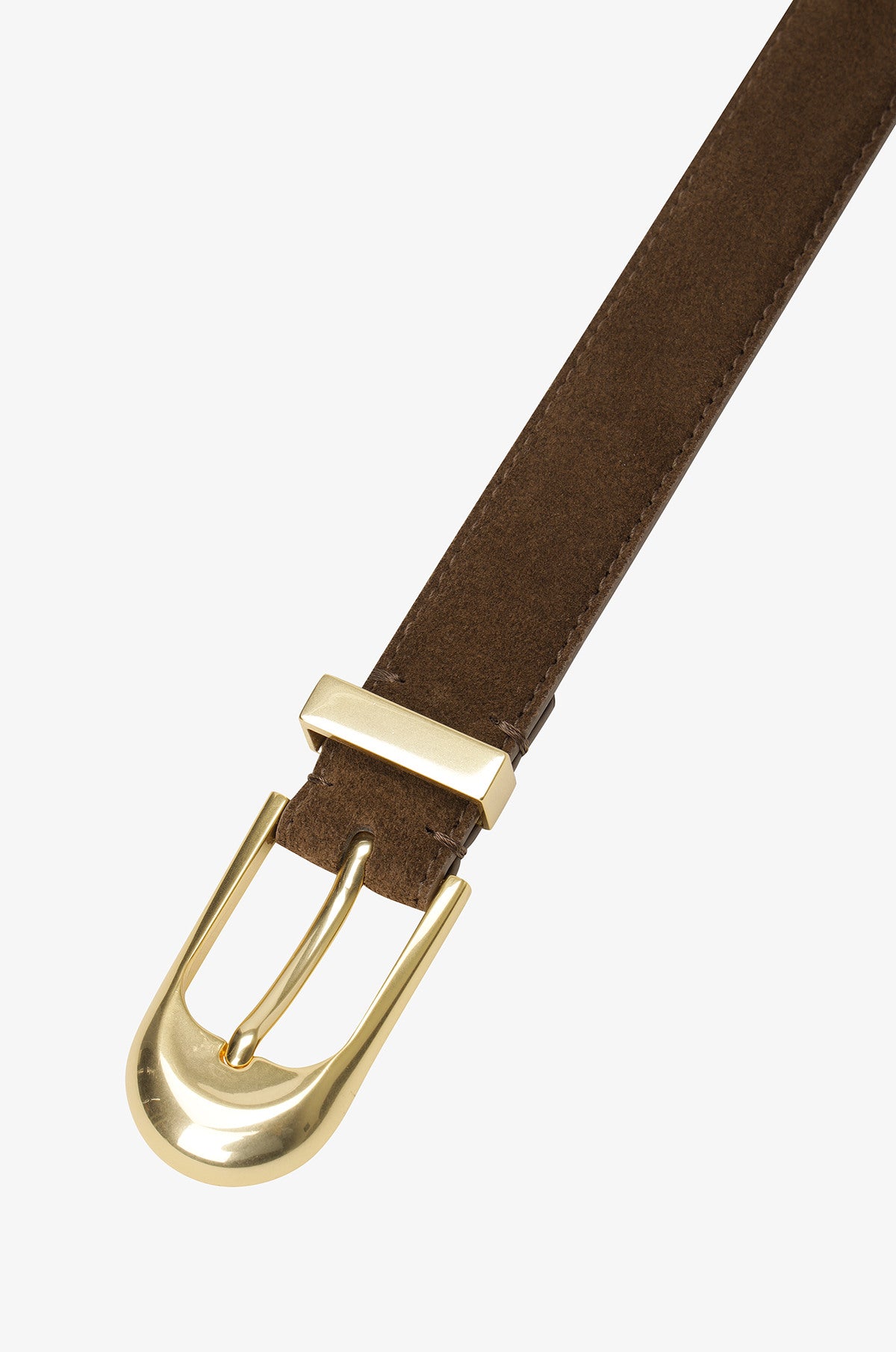 Curved Buckle Leather Belt