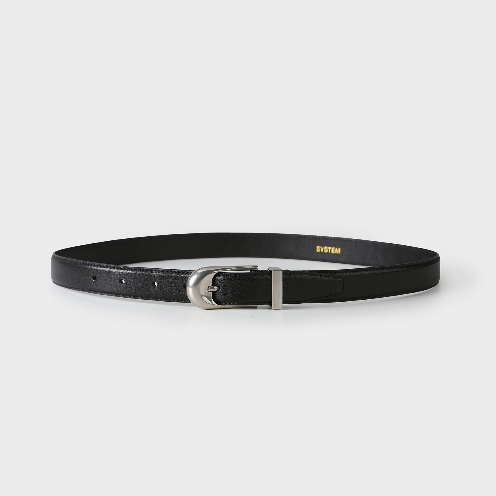 Curved Buckle Leather Belt