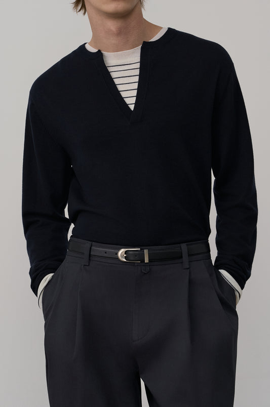 Curved Buckle Leather Belt