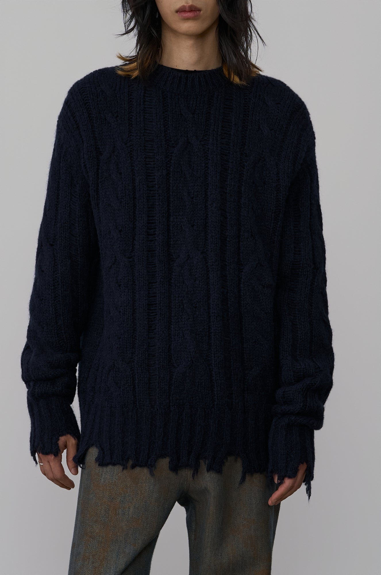 DISTRESSED KNIT PULLOVER