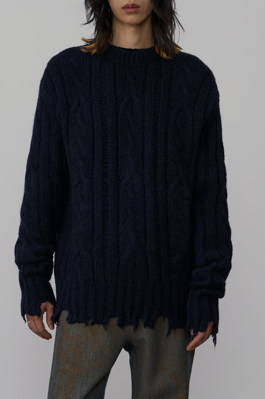 DISTRESSED KNIT PULLOVER