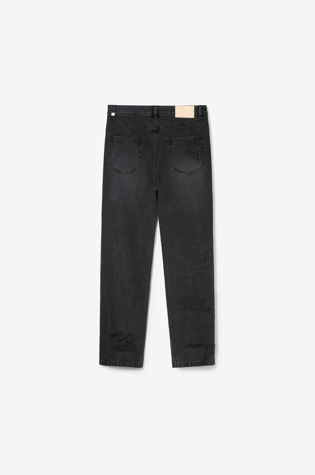 DISTRESSED STRAIGHT DENIM PANTS