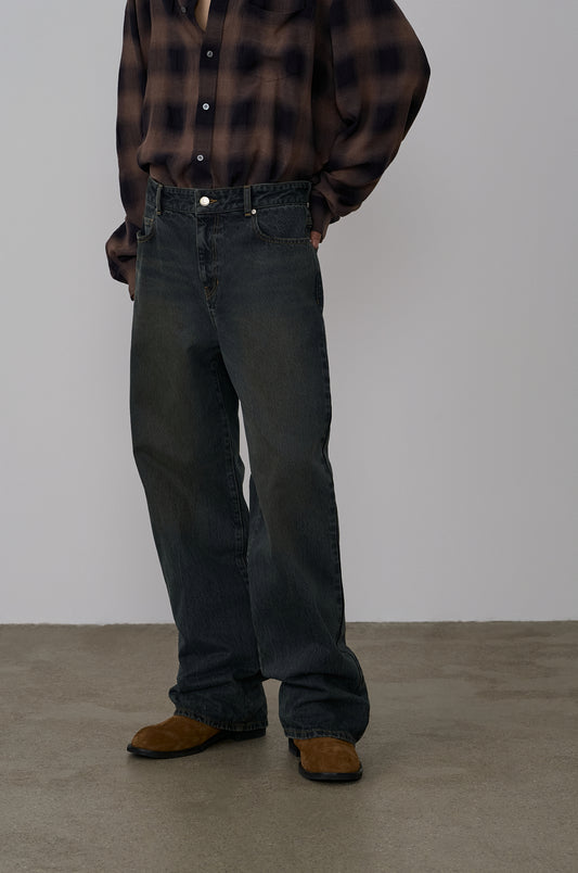 OVER DYEING WIDE DENIM PANTS