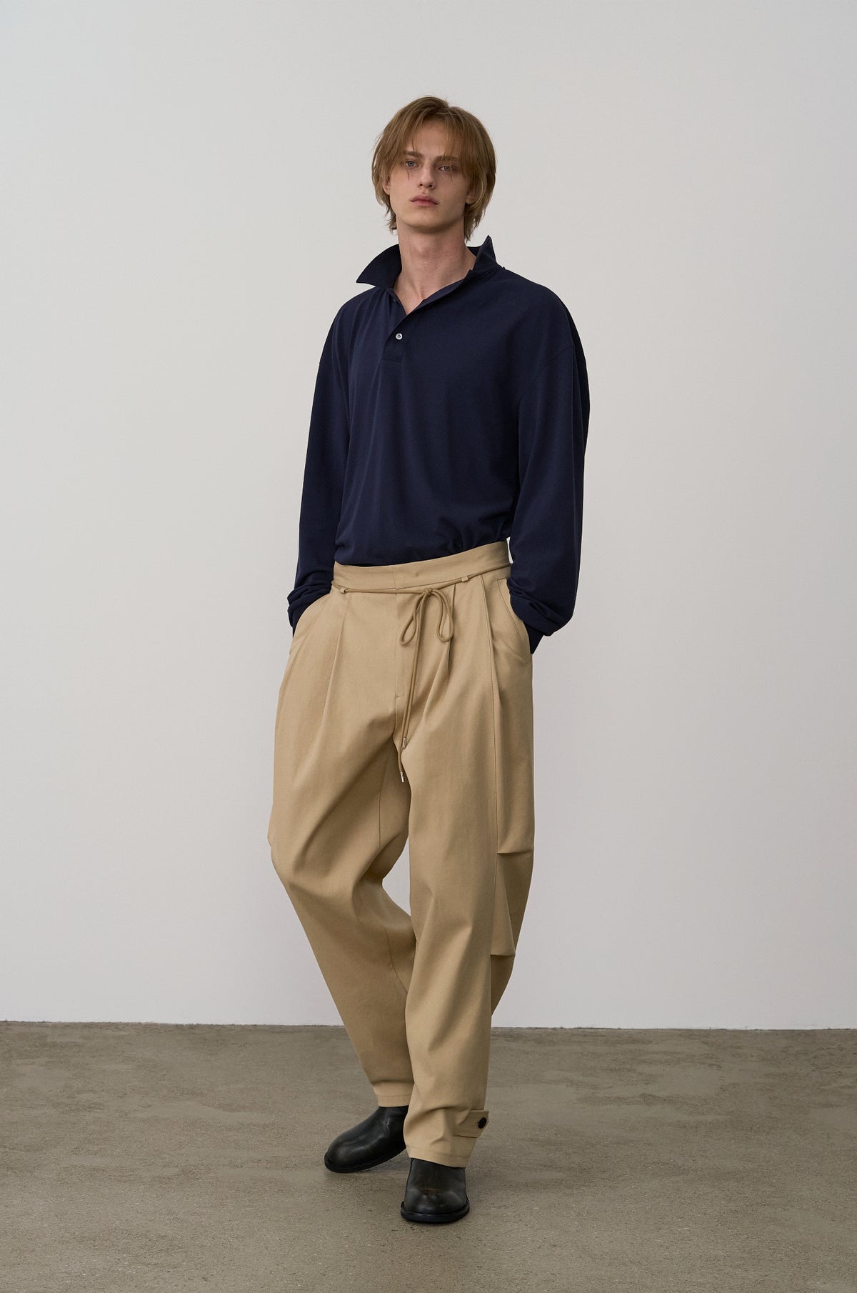 ASYMMETRIC-COLLAR POLO SHIRT