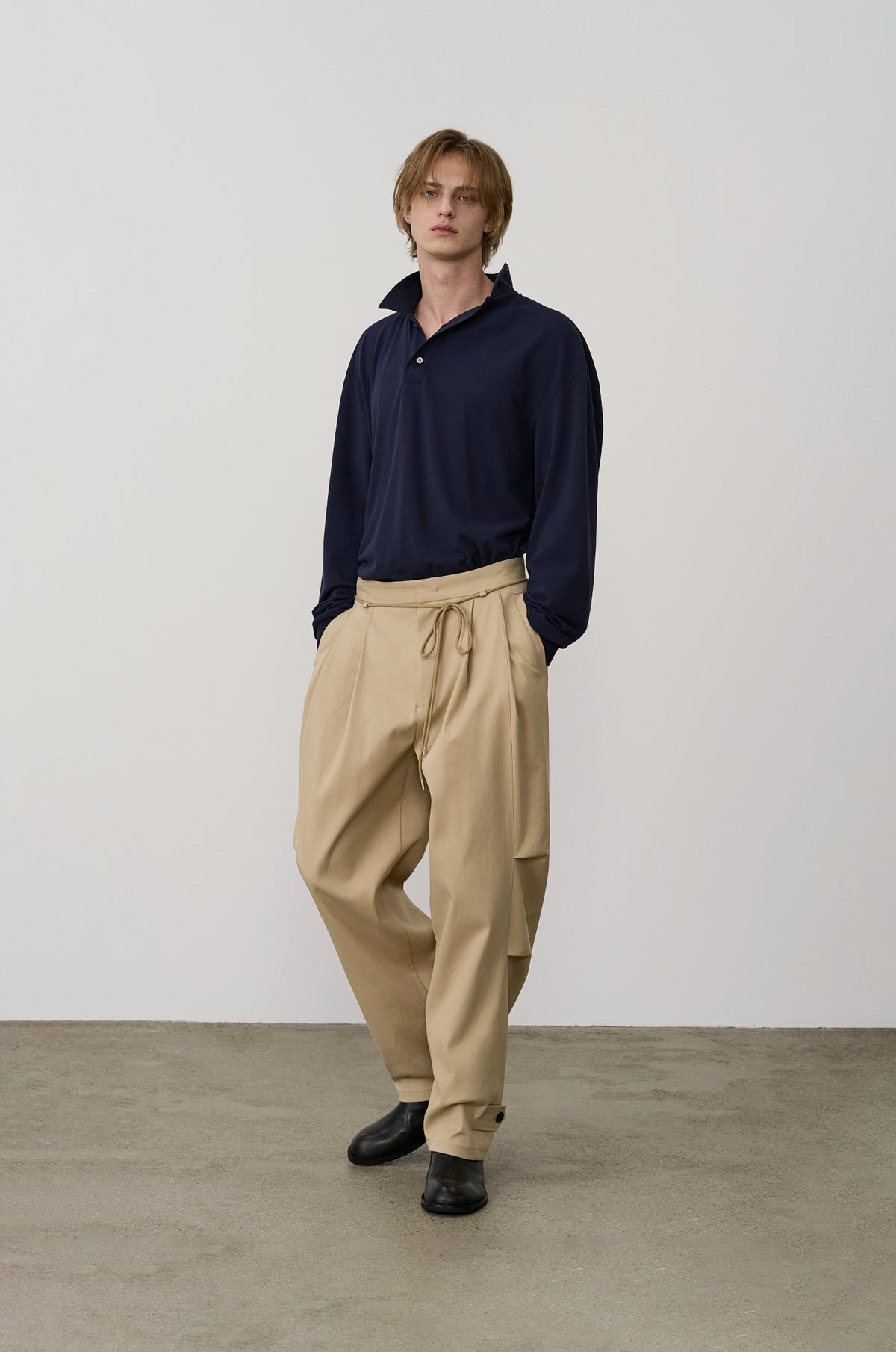 ASYMMETRIC-COLLAR POLO SHIRT