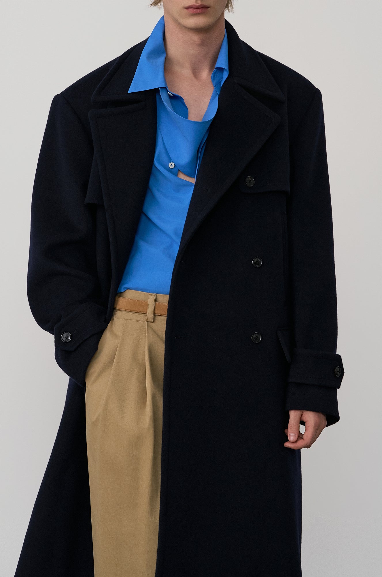 WOOL DOUBLE-BREASTED TRENCH COAT