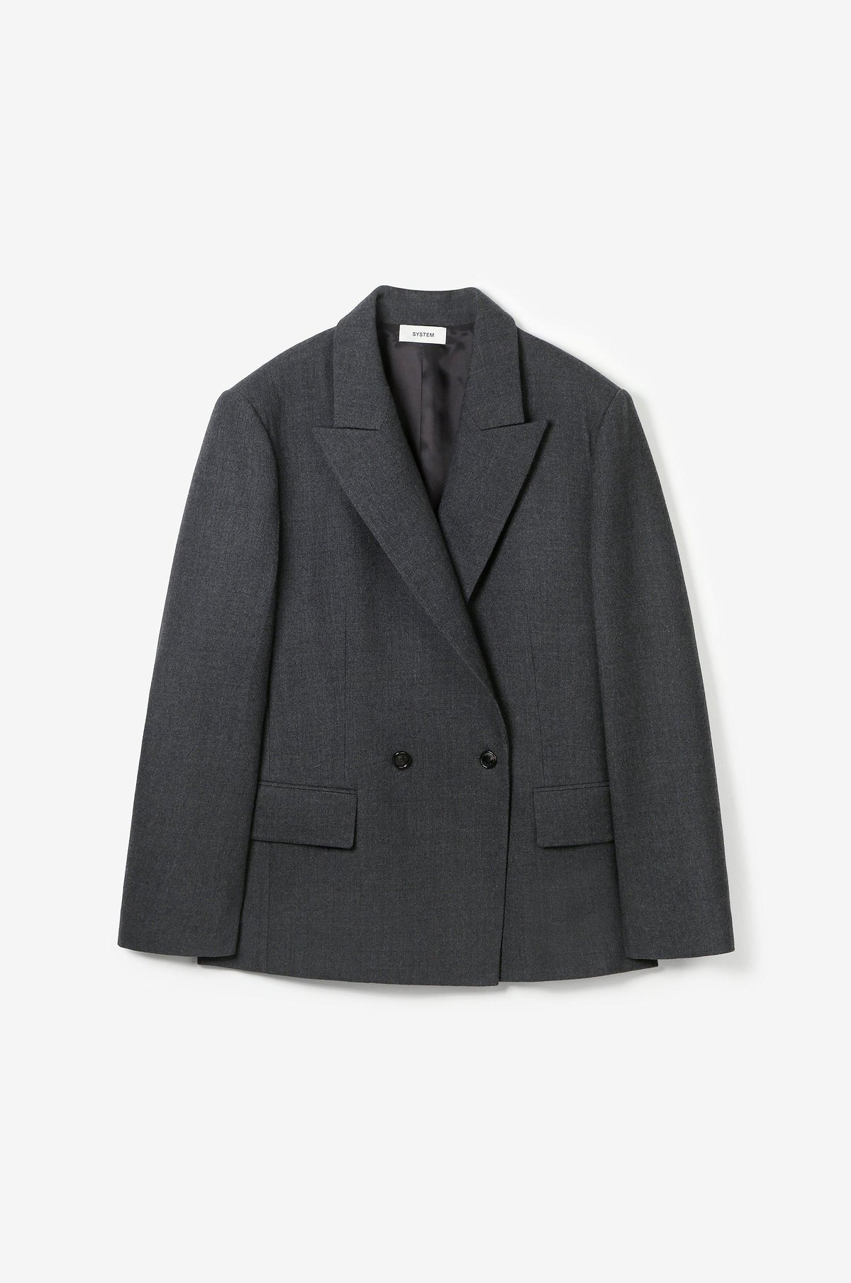 DOUBLE-BREASTED PEAKED LAPEL JACKET