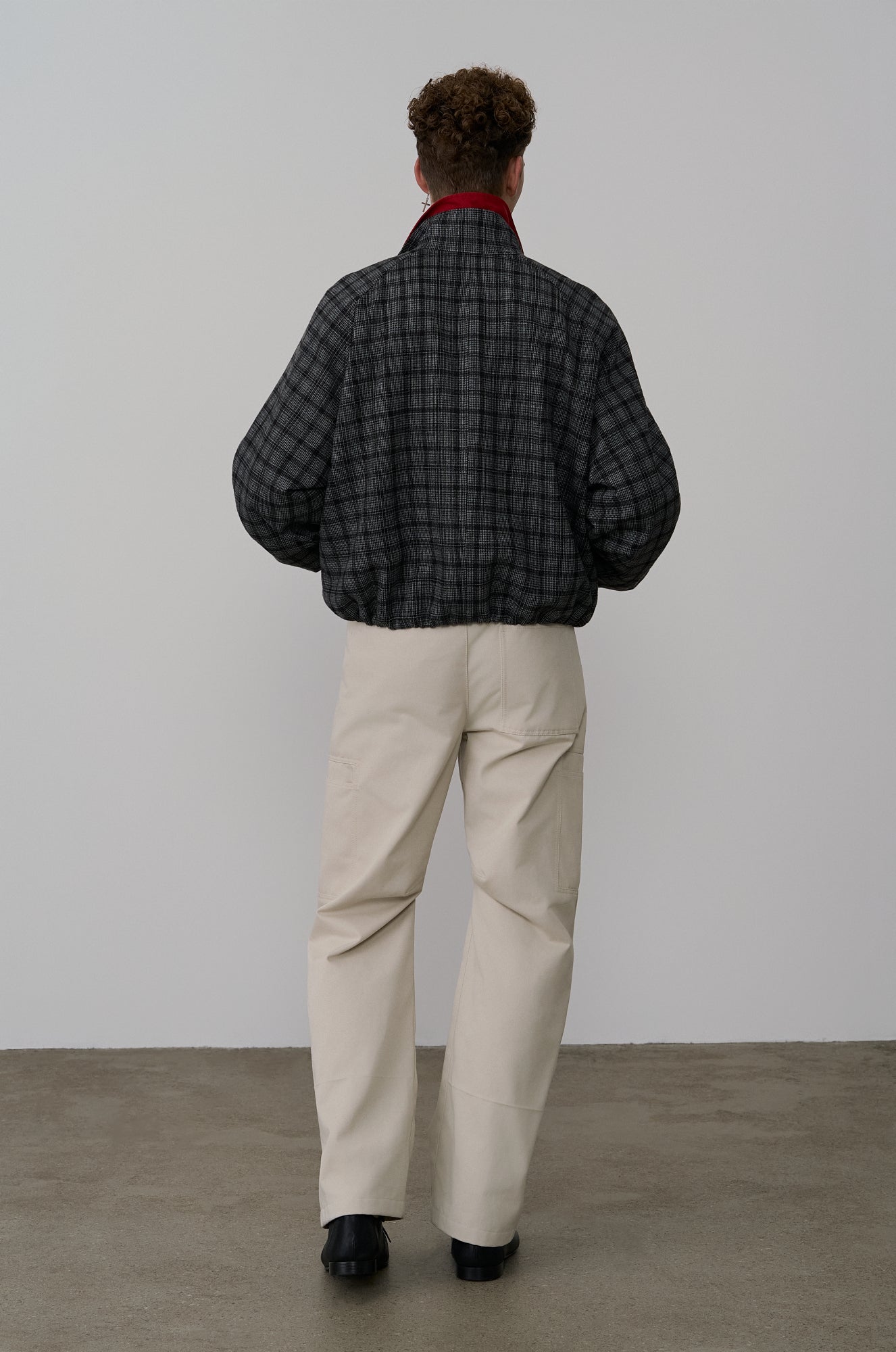 CHECKED DOUBLE-ZIP BOMBER JACKET