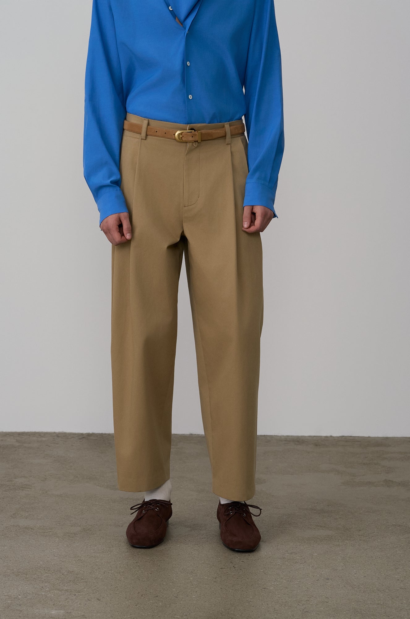 COTTON DOUBLE TUCKED PANTS